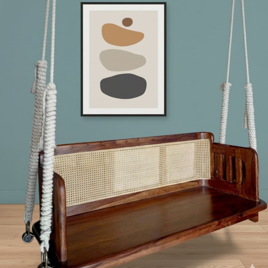 1 Furnshine - Ryland Solid Wood & Rattan Swing - Image 1