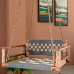 Furnshine - Baylor Single-Seater Solid Wood Woven Swing with Backrest & Armrest