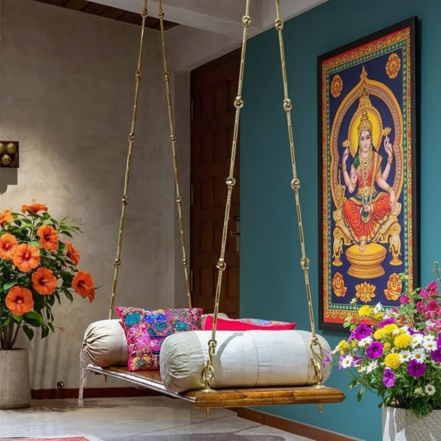 1 Furnshine - Wharton Solid Sheesham Wood Swing Chair (Honey Finish) - Image 1