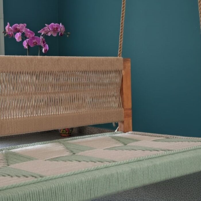 Furnshine - Windsor Solid Wood Woven Swing with Backrest (Green Beige) - Image 12