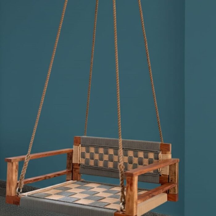Furnshine - Baylor Single-Seater Solid Wood Woven Swing with Backrest & Armrest - Image 13