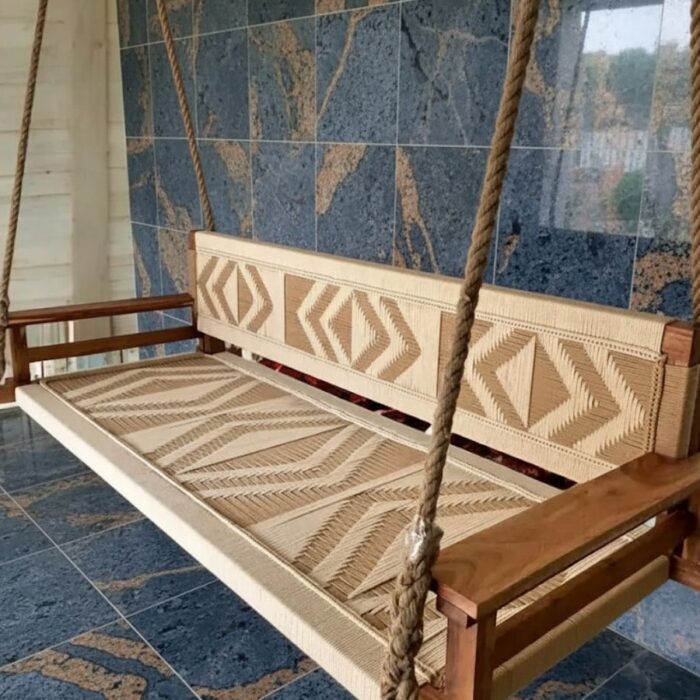 Furnshine - Royce Woven Solid Wood Swing with Backrest & Hand Rest - Image 2