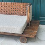 Furnshine - Jameson Reversible Sheesham Wood & Faux-Leather Weaved Backrest Swing (Jhula) with Upholstered Side Panels - Image 7