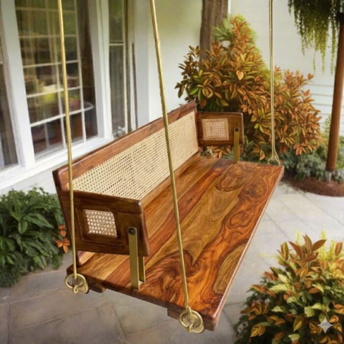 Furnshine - Colby Reversible Sheesham Wood & Cane Backrest Swing (Jhoola/Jhula) - Image 5