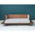 Furnshine - Jameson Reversible Sheesham Wood & Faux-Leather Weaved Backrest Swing (Jhula) with Upholstered Side Panels - Image 2