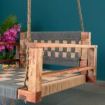 Furnshine - Baylor Single-Seater Solid Wood Woven Swing with Backrest & Armrest - Image 7