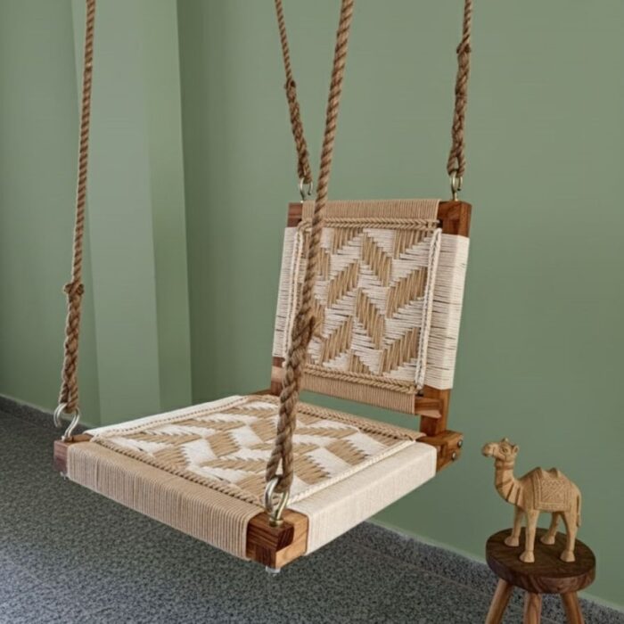 Furnshine - Barlow Beige Single Seater Backrest Swing for Kids - Image 1