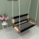 Furnshine - Endicott Three Seater Hadwoven Swing with Backrest & Hand Rest (Bold Black & White)