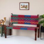 Furnshine - Blaze Solid Wood Handwoven Backrest Bench (Multicolor)