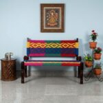 Furnshine - Edina Solid Wood Handwoven Backrest Bench (Multicolor)
