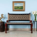 Furnshine - Maxfield Solid Wood Handwoven Backrest Bench (Black & Jute)