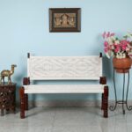 Furnshine - Sherwin Solid Wood Handwoven Backrest Bench (White)