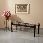 Furnshine - Duska Handwoven Sheesham Wood Bench (Black & Natural Jute)