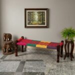 Furnshine - Elmore Handwoven Sheesham Wood Bench (Multicolor)