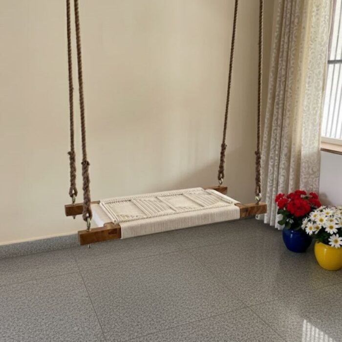 Furnshine - Esmond White Braided Single Seater Woven Swing - Image 1