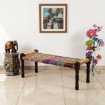 Furnshine - Denver Handwoven Sheesham Wood Bench (Multicolor)