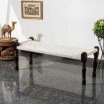 Furnshine - Dunstan Handwoven Sheesham Wood Bench (White)