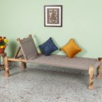 Furnshine - Yarrow Solid Sheesham Wood Handwoven Charpai with Backrest (Natural Beige)