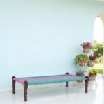 Furnshine - Vinny Solid Sheesham Wood Handmade Woven Charpai/Khatiya (Pink & Green)