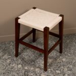 Furnshine - Darrow Solid Wood Woven Stool (Light Beige)