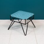 Furnshine - Henley Turquoise Blue & Rich Maroon Woven Stool with Black Metal Legs