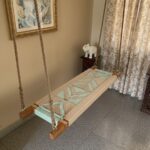 Furnshine - Pat Geometric Woven Swing for Kids & Adults (Beige & Pastel Green)