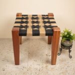 Furnshine - Dale Solid Wood Black & Natural Jute Handwoven Stool