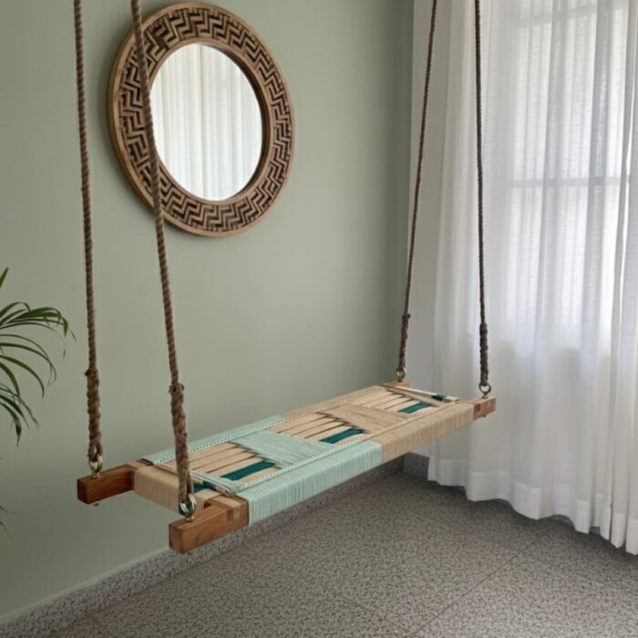 Furnshine - Patti Hand Woven Swing for Adults & Kids (Beige & Pastel Green) - Image 1
