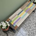 Furnshine - Keats Solid Wood Two Seater Woven Bench with Black Metal Legs (Multicolor)