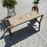 Furnshine - Mosley Solid Wood Boho Woven Bench (Beige Color)