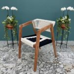 Furnshine - Padget Solid Wood Armrest Woven Chair (Black & White)