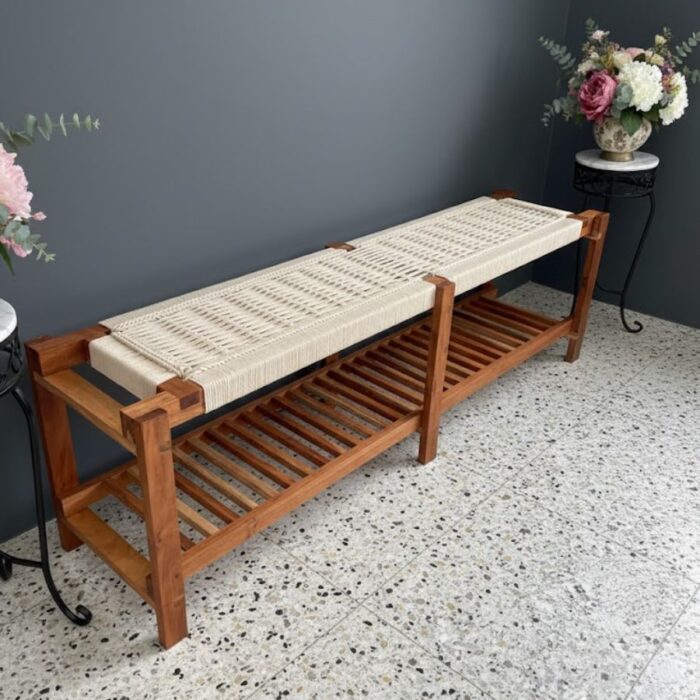 Furnshine - Cicely Woven Bench with Shoe Rack - Image 1