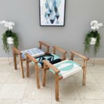 Furnshine - Huntley Solid Wood Hand Rest Woven Stool (Set of Three)