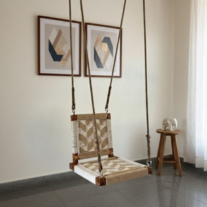 Furnshine - Barlow Beige Single Seater Backrest Swing for Kids - Image 2