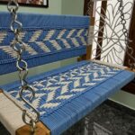 Furnshine - Ladd Two Seater Woven Swing with Backrest (Blue & White) - Image 2