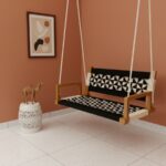 Furnshine - Endicott Three Seater Hadwoven Swing with Backrest & Hand Rest (Bold Black & White) - Image 2