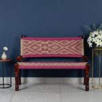 Furnshine - Seeley Sheesham Wood Woven Backrest Bench (Pink & Jute Beige) - Image 2
