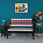 Furnshine - Jamison Sheesham Wood Handwoven Backrest Bench (Chindi and White) - Image 2