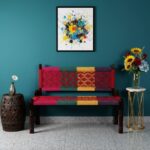 Furnshine - Jagger Solid Wood Woven Backrest Bench (Red, Green, Yellow & Purple) - Image 2