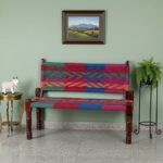 Furnshine - Blaze Solid Wood Handwoven Backrest Bench (Multicolor) - Image 2