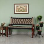 Furnshine - Maxfield Solid Wood Handwoven Backrest Bench (Black & Jute) - Image 2