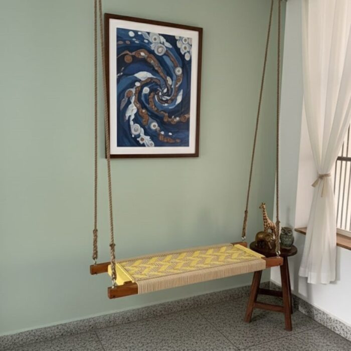 Furnshine - Arledge Yellow & Beige Woven Swing for Adults & Kids - Image 1