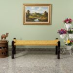 Furnshine - Kelsey Handwoven Sheesham Wood Bench (Yellow) - Image 2
