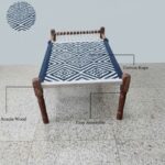 Furnshine - Windsor Solid Wood Woven Charpai/Khatiya (Blue & White) - Image 2