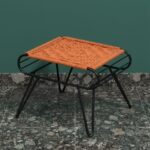 Furnshine - Aldous Rust-Orange Woven Stool with Black Metal Legs - Image 2