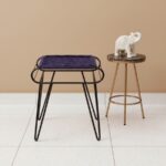 Furnshine - Bromley Rich Purple & Rust-Orange Woven Stool with Black Metal Legs - Image 2