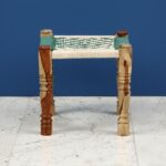 Furnshine - Bobbie Sheesham Wood Green & White Woven Stools Pidha (Set of 2) - Image 2