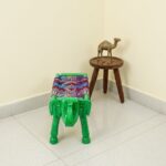 Furnshine - Benton Solid Wood Multicolor Woven Elephant Stool (Green Color) - Image 2