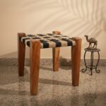 Furnshine - Dale Solid Wood Black & Natural Jute Handwoven Stool - Image 2