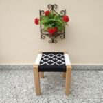 Furnshine - Blues Solid Wood Black & White Handwoven Stool - Image 2